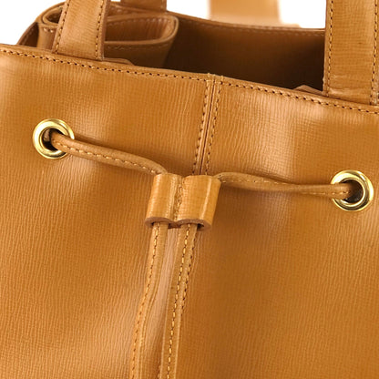 Christian Dior CD logo Drawstring 2Way Handbag Slingbag Camel Vintage Old 5wrcc6