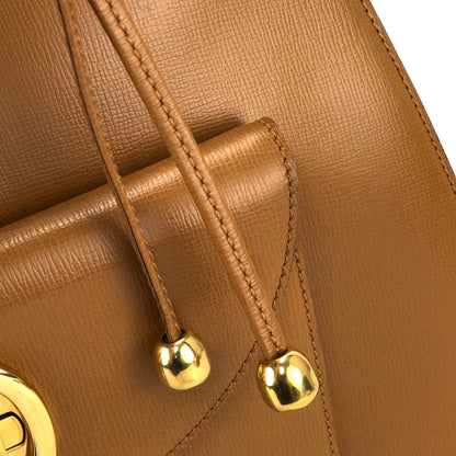 Christian Dior CD logo Drawstring 2Way Handbag Slingbag Camel Vintage Old 5wrcc6