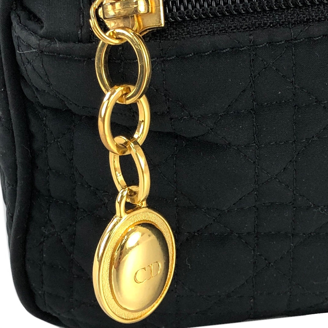 Christian Dior Cannage Charm Nylon Handbag Black Vintage Old e6y2a6