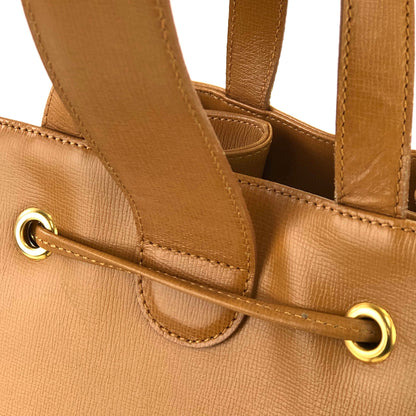 Christian Dior CD logo Drawstring 2Way Handbag Slingbag Camel Vintage Old 5wrcc6