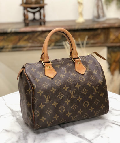 LOUIS VUITTON Monogram Speedy 25 M41528 Mini Bostonbag Handbag Brown Vintage Old u67ry3
