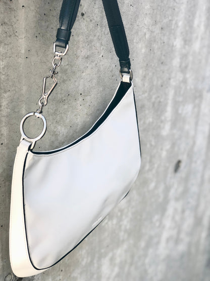 PRADA Logo Hobobag Handbag White Vintage Old 68xah5