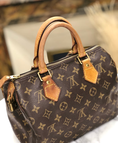 LOUIS VUITTON Monogram Speedy 25 M41528 Mini Bostonbag Handbag Brown Vintage Old u67ry3