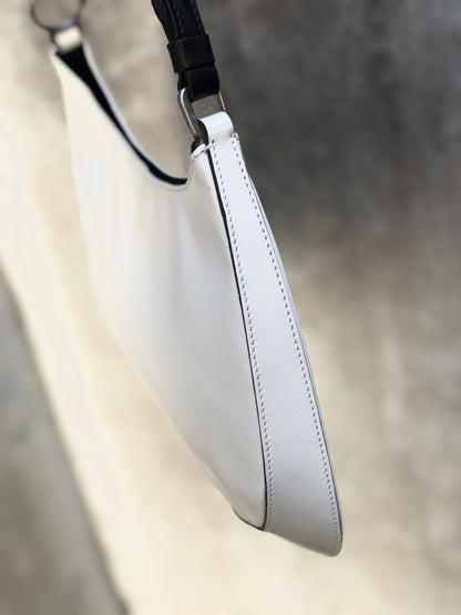 PRADA Logo Hobobag Handbag White Vintage Old 68xah5