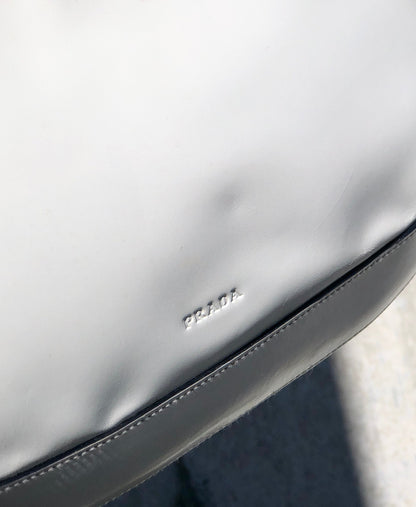 PRADA Logo Hobobag Handbag White Vintage Old 68xah5