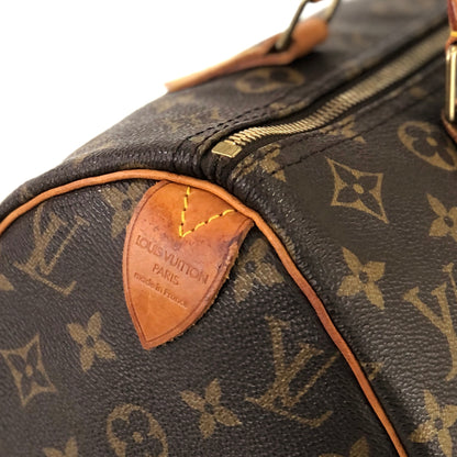 LOUIS VUITTON Monogram Cadena Mini Boston Speedy 30 M41526 Handbag Brown Vintage Old ykv3i7