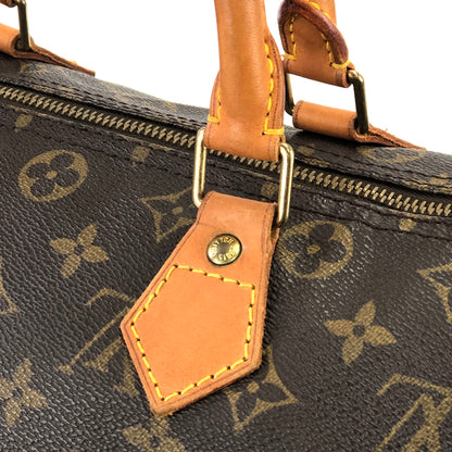 LOUIS VUITTON Monogram Cadena Mini Boston Speedy 30 M41526 Handbag Brown Vintage Old ykv3i7