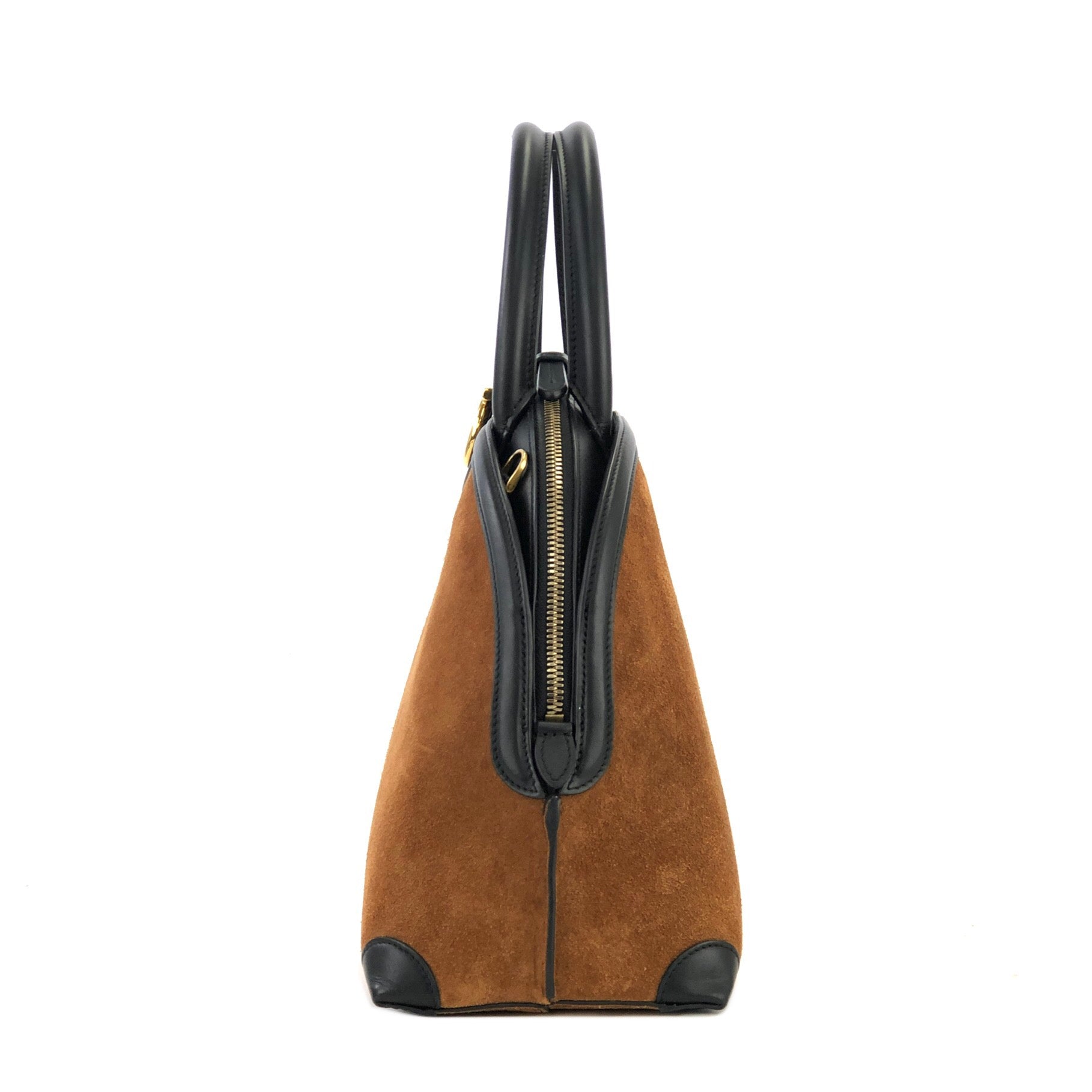 SALVATORE FERRAGAMO Brown Leather Suede Gancini Shoulder Bag AZ213658
