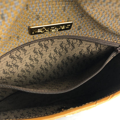 Yves Saint Laurent YSL 標誌圓肩包 橄欖棕色 復古 舊 k67ewp