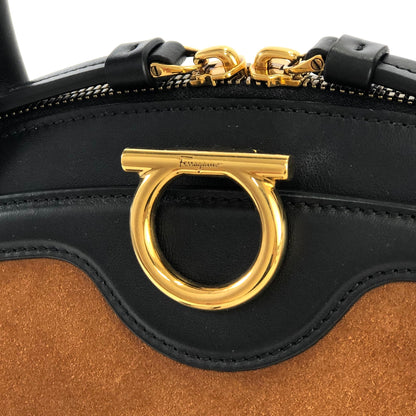 Salvatore Ferragamo Gancini Suede Crossbody Shoulderbag Handbag Brown Vintage Old vbcejj