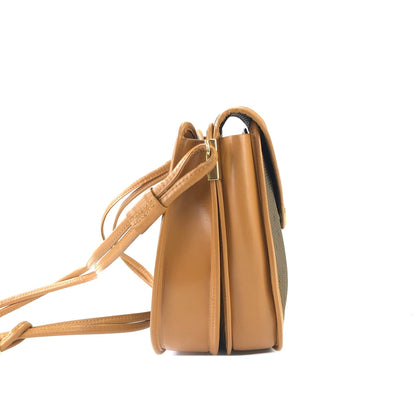 Yves Saint Laurent YSL 標誌圓肩包 橄欖棕色 復古 舊 k67ewp