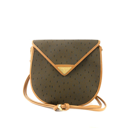 Yves Saint Laurent YSL 標誌圓肩包 橄欖棕色 復古 舊 k67ewp