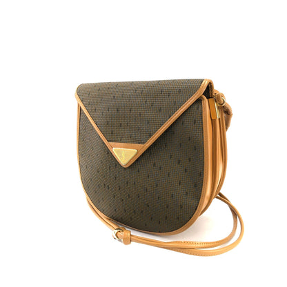 Yves Saint Laurent YSL 標誌圓肩包 橄欖棕色 復古 舊 k67ewp