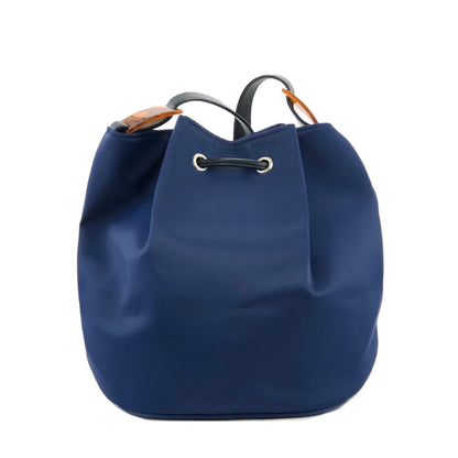 Yves Saint Laurent YSL Embossed Nylon Leather Drawstring Shoulder bag Navy Vintage Old diyz6v