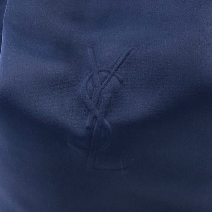Yves Saint Laurent YSL Embossed Nylon Leather Drawstring Shoulder bag Navy Vintage Old diyz6v