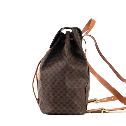 Celine Macadam Front Zip Logo Embossed PVC Leather Backpack Rucksack Brown Vintage Old Celine 4jtysd