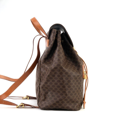 Celine Macadam Front Zip Logo Embossed PVC Leather Backpack Rucksack Brown Vintage Old Celine 4jtysd