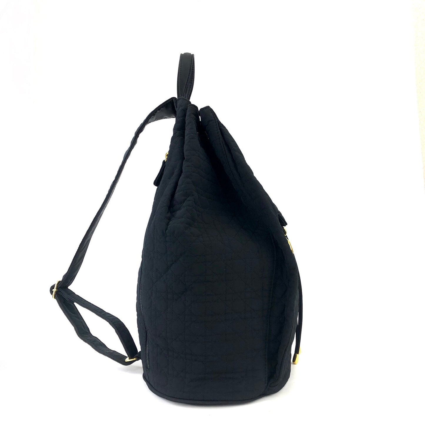 Christian Dior Cannage Drawstring Charm Nylon Sling bag  Black h73wja