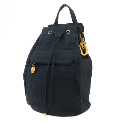 Christian Dior Cannage Drawstring Charm Nylon Sling bag  Black h73wja