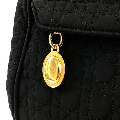 Christian Dior Cannage Drawstring Charm Nylon Sling bag  Black h73wja
