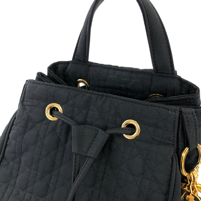 Christian Dior Cannage Drawstring Charm Nylon Sling bag  Black h73wja