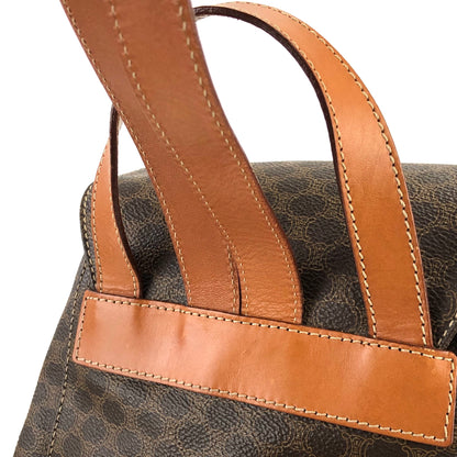 Celine Macadam Front Zip Logo Embossed PVC Leather Backpack Rucksack Brown Vintage Old Celine 4jtysd