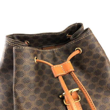 Celine Macadam Front Zip Logo Embossed PVC Leather Backpack Rucksack Brown Vintage Old Celine 4jtysd