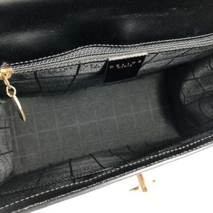 CELINE Mantel Chain Gancini Handbag Crossbody Shoulder bag Black Vintage Old Celine 7vuth5