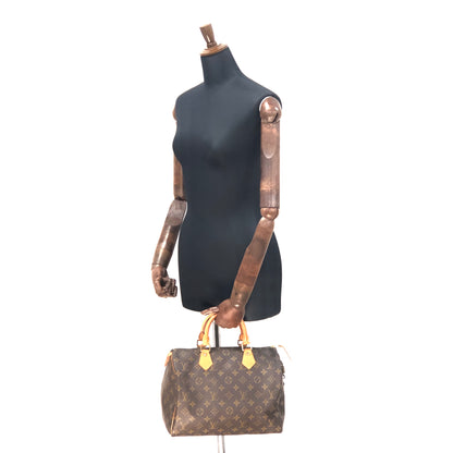 LOUIS VUITTON Monogram Cadena Mini Boston Speedy 30 M41526 Handbag Brown Vintage Old ykv3i7