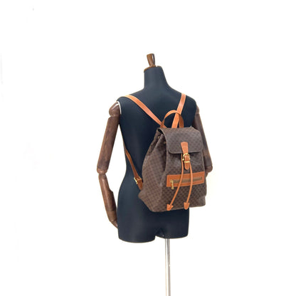 Celine Macadam Front Zip Logo Embossed PVC Leather Backpack Rucksack Brown Vintage Old Celine 4jtysd