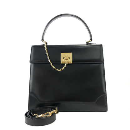 CELINE Mantel Chain Gancini Handbag Crossbody Shoulder bag Black Vintage Old Celine 7vuth5