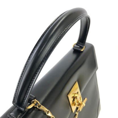CELINE Mantel Chain Gancini Handbag Crossbody Shoulder bag Black Vintage Old Celine 7vuth5