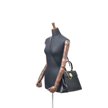 CELINE Mantel Chain Gancini Handbag Crossbody Shoulder bag Black Vintage Old Celine 7vuth5