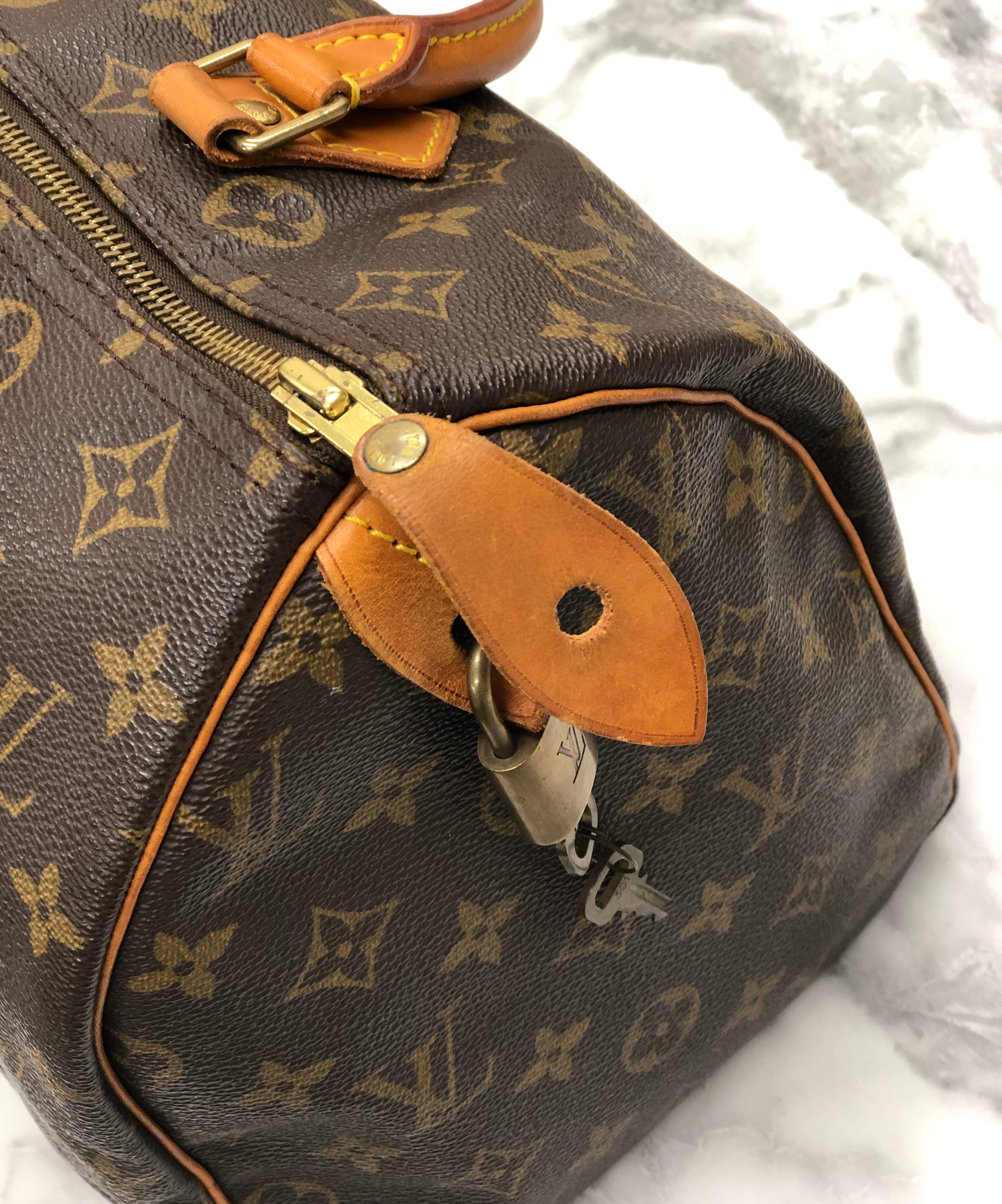 LOUIS VUITTON Monogram Cadena Mini Boston Speedy 30 M41526 Handbag