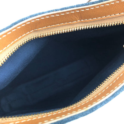 CELINE C Macadam 絨面革手提包 Hobobag 肩包海軍藍駝色 Old Celine Vintage cf3mff