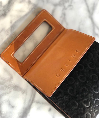 CELINE Macadam Blason Suede Handbag Mini Bag Black Camel vintage Old Celine gk4x2r