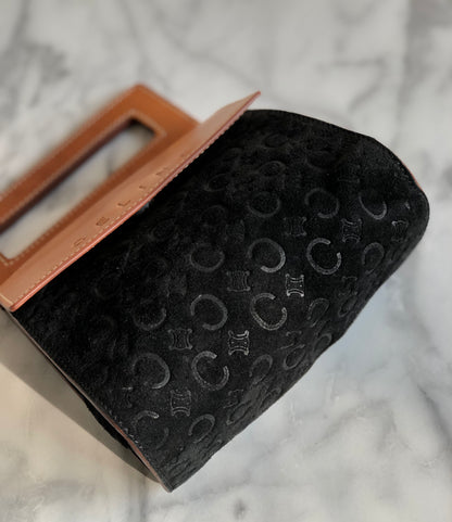 CELINE Macadam Blason Suede Handbag Mini Bag Black Camel vintage Old Celine gk4x2r