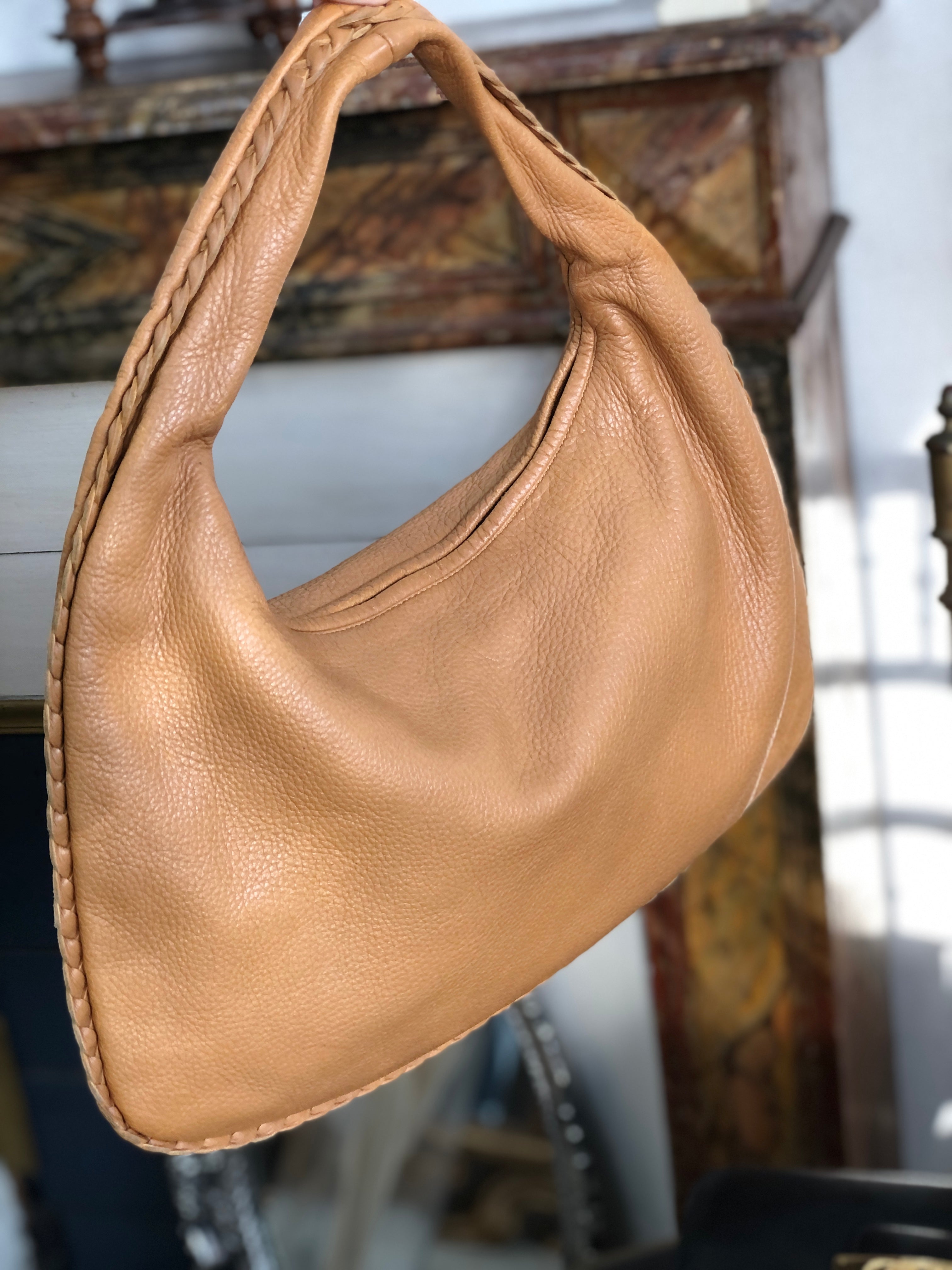 Bottega Veneta Leather Shoulder bag Handbag Camel Vintage Old