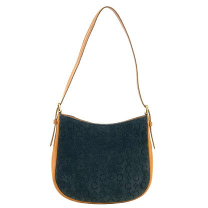 CELINE C Macadam 絨面革手提包 Hobobag 肩包海軍藍駝色 Old Celine Vintage cf3mff