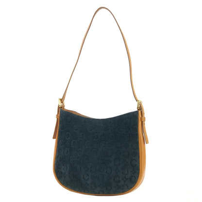 CELINE C Macadam 絨面革手提包 Hobobag 肩包海軍藍駝色 Old Celine Vintage cf3mff