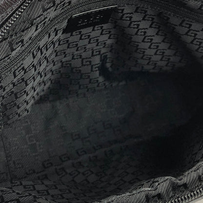 GUCCI handle Leather Jacquard Handbag boston black Vintage Old gucci v46vfa