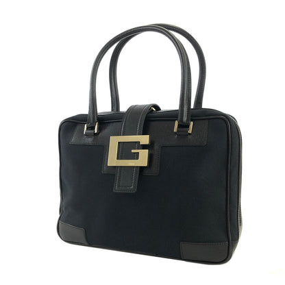 GUCCI handle Leather Jacquard Handbag boston black Vintage Old gucci v46vfa