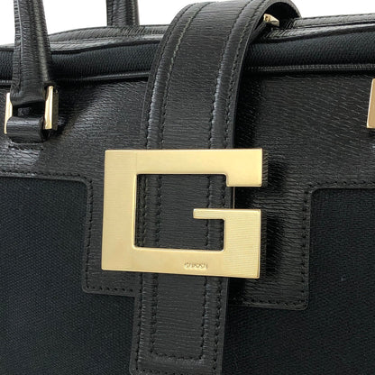 GUCCI handle Leather Jacquard Handbag boston black Vintage Old gucci v46vfa