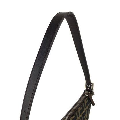 FENDI Zucca Jacquard Hobo Handbag Brown Vintage Old njzazc
