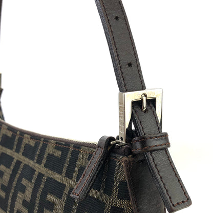 FENDI Zucca Jacquard Hobo Handbag Brown Vintage Old njzazc