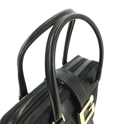 GUCCI handle Leather Jacquard Handbag boston black Vintage Old gucci v46vfa