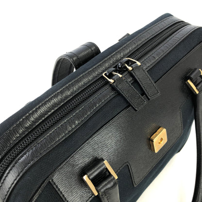 GUCCI handle Leather Jacquard Handbag boston black Vintage Old gucci v46vfa