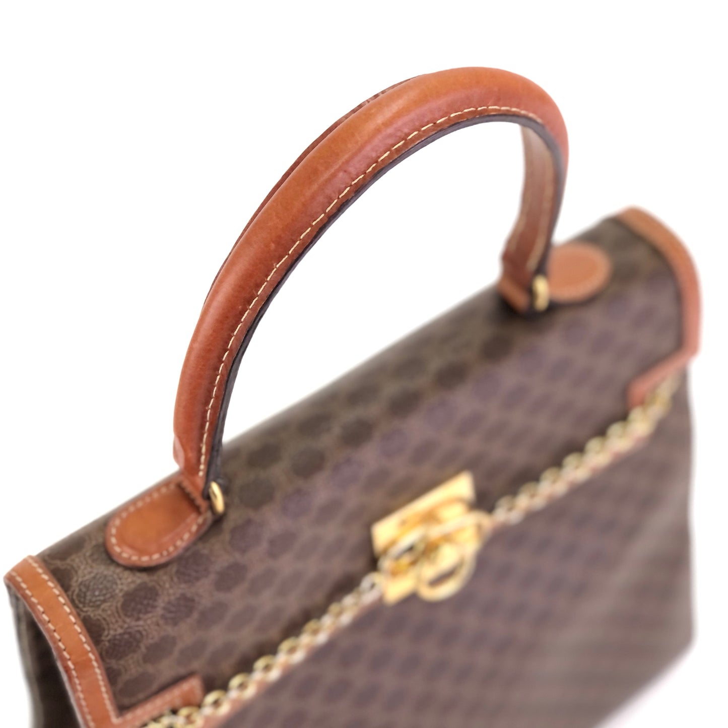 CELINE Macadam Mantel both side chains Kelly handbag brown vintage old Celine c8wfsm