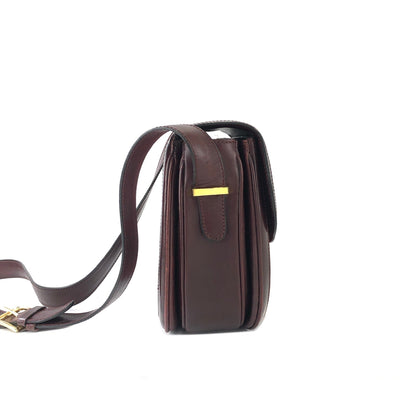 CELINE Triomphe 馬蹄形絨面革單肩包 波爾多紅 復古 舊款 Celine rxbz24