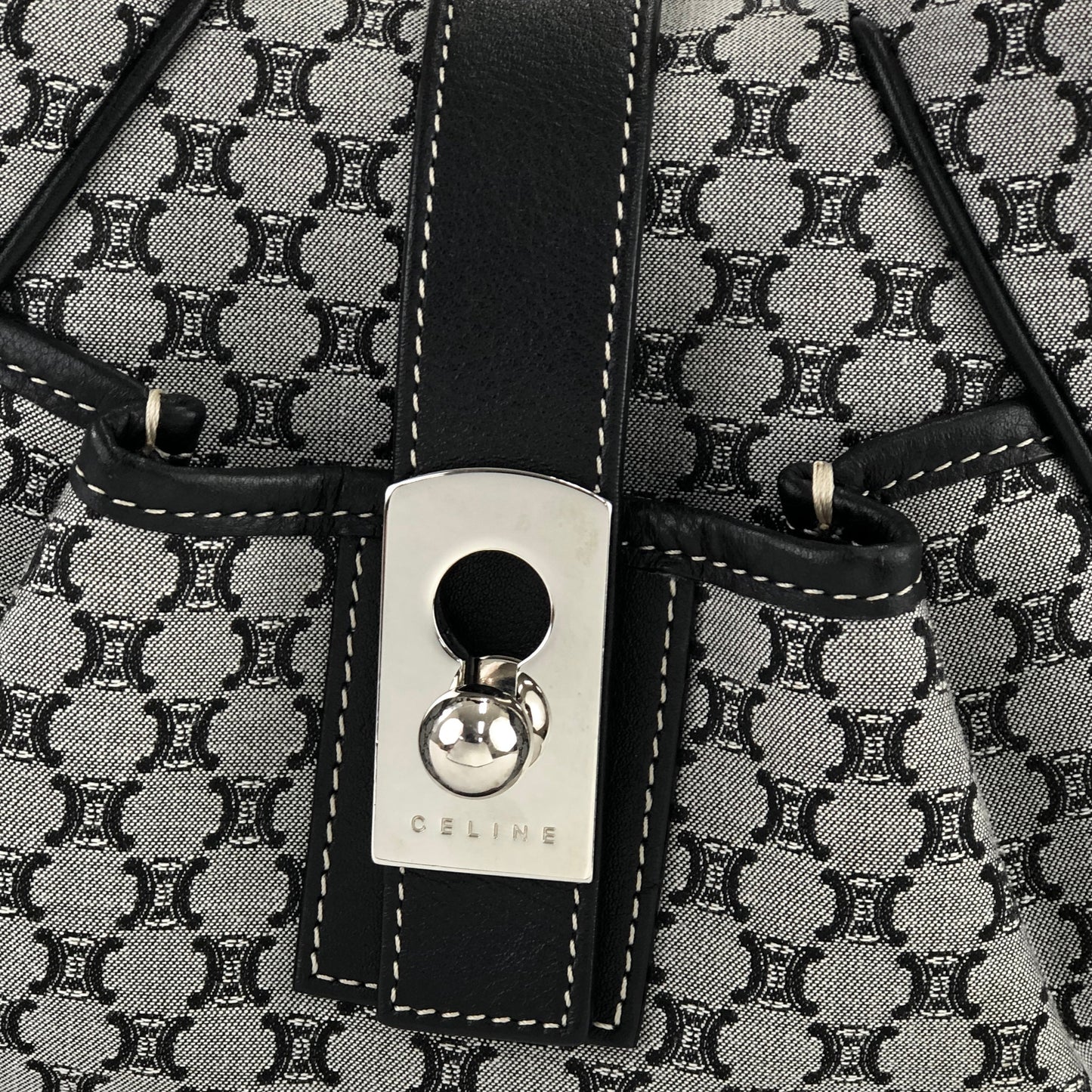 CELINE Macadam Fabric Hobobag Handbag Black Vintage Old CELINE ghyyp7